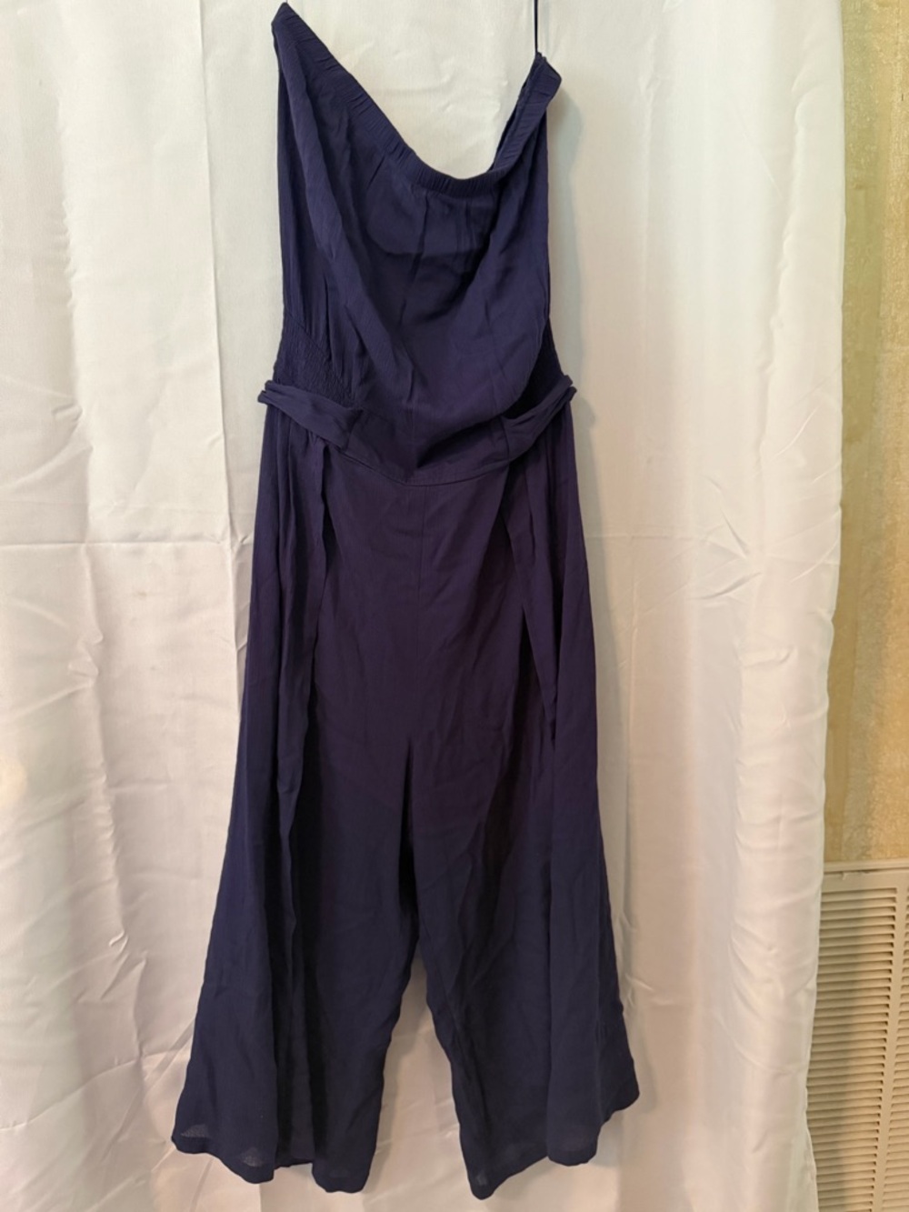 Charlie Paige Navy Wide-Leg strapless jumpsuit romper